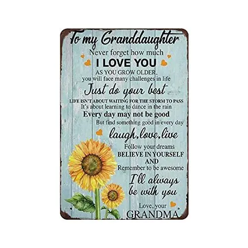 Produktbild: I Love You Oma Sonnenblume Blechschild Metallschild Kunst zum Aufhängen Eisenmalerei Retro Haus Küche Garten Garage Wanddekoration 12 x 8 Zoll