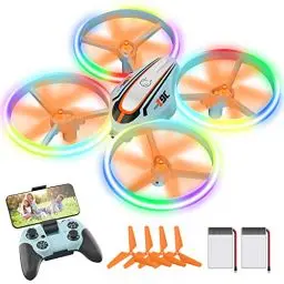 Produktbild: i9C Drohne mit Kamera HD für Kinder, Mini Drone mit Bunte LED Lichter, RC Quadrocopter mit WiFi Übertragung, Kopflos Modus, Flugbahn, Spielzeug Geschenke für Jungen Mädchen Anfänger