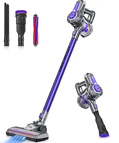 Produktbild: IAB Akku Staubsauger, 160W Kabelloser Staubsauger mit 2200 mAh*6 Abnehmbarem Akku, 4 in 1 Stielstaubsauger mit Wandhalterung Stabstaubsauger, bis zu 50 Min, für Hartböden/Teppich/Tierhaare/Fliesen