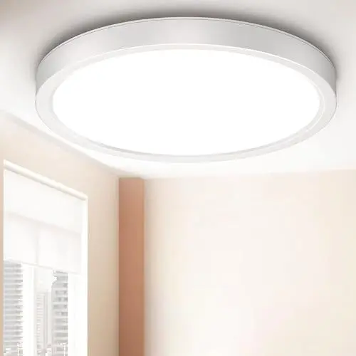 Produktbild: IAB LED Deckenleuchte Flach 18W Badezimmer Lampe Deckenlampe LED 4000K Modern Rund Weiß Badlampe IP44 Wasserfest, Ultra Dünn Ø23cm LED Deckenlampe für Badezimmer/Wohnzimmer/Schlafzimmer/Balkon/Küche