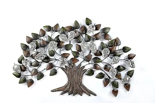 Produktbild: iAnanas Wanddekoration aus Metall Baum leuchtenden Farben der Wachstum und Wissen symbolisiert Inspirierende Hingucker Wandskulpturen modernen Kunst für Wohnzimmer Schlafzimmer und Büro 120x6x80 cm