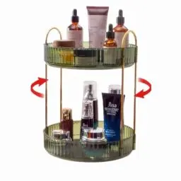 Produktbild: iarack Make Up Organizer, 360° Drehbar Kosmetik Organizer, Beauty Hautpflege Organizer, Schminktisch Organizer Drehbar für Badezimmer (2 Schichten, Hellgrün)