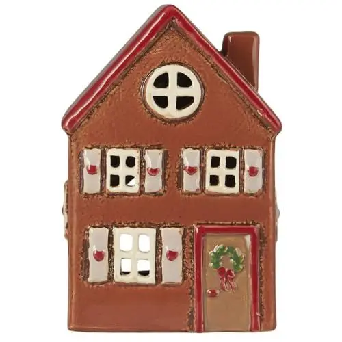 Produktbild: IB Laursen Lichthaus STILLENAT Rotes Dach Weiße Fensterläden 15 cm Teelicht Keramik
