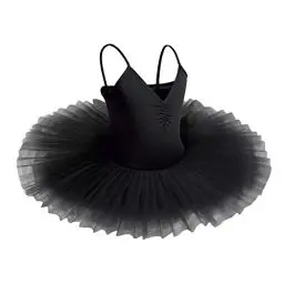 Produktbild: IBAKOM Kinder Mädchen Ballettkleid Schwanensee Kostüm Tanzen Tutu Kleid V-Ausschnitt Camisole Trikot Tanzkleidung Ballerina Gymnastik Spaghettiträger Ärmelloses Tanzoutfit Schwarz 9-10 Jahre