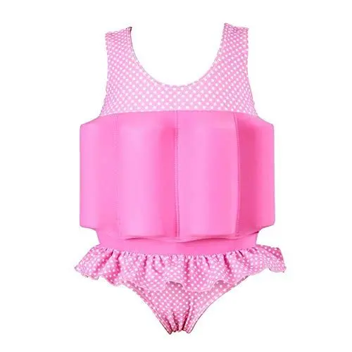 Produktbild: IBAKOM Unisex Kleinkind Baby Badeanzüge Jungen Mädchen Float Badeanzug Einteilige schwimmende Badebekleidung mit verstellbarem Auftrieb Schwimmanzug Bademode Rosa 18-24 Monate