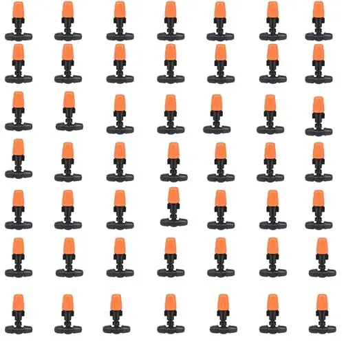 Produktbild: iBamso 50 Stück Automatisches Tropfbewässerungsset Gartenbewässerungssystem, einstellbare Bewässerungsnebeldüse Sprinkler mit Verschlüssen, Bewässerungsnebelset für 4/7mm Schlauchbewässerungssystem