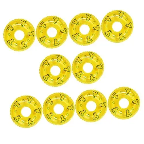 Produktbild: ibasenice 10St Entenschwimmring Kinderspielzeug Spielzeuge Toys Schwimmen Miniatur-Schwimmring für puppenhaus Spielzeug winzige Schwimmring-Ornamente PVC Yellow