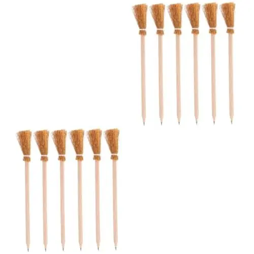 Produktbild: ibasenice 12 STK Hexenstift Halloween Hexenbesen Stift hb-Bleistifte Zauberstifte Kinder magische bleistifte Radiergummis für Kinder Besenholzstifte kleine Kiefernholz