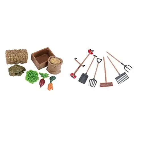 Produktbild: ibasenice 13 Teiliges Set Gartenwerkzeug Ornament Mini Bauernhof Ornament Bauernhof Figuren Außenspielzeug Mini Zen Garten Sandkasten Bauernhof Dekoration Outdoor Spielsets