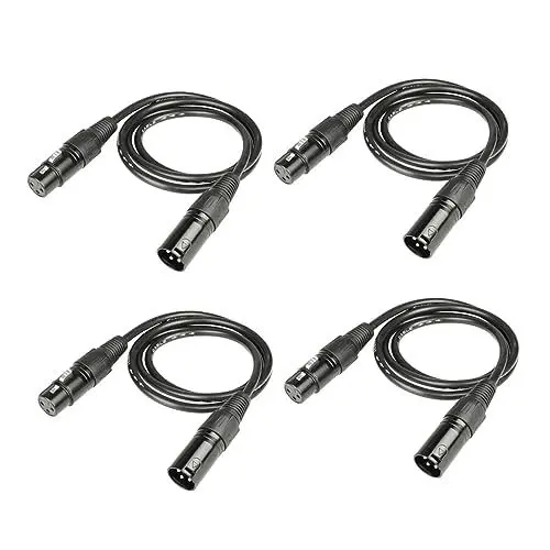 Produktbild: ibasenice 4er-pack Mikrofonkabel Signalkabel 3-polig Für Bühnenbeleuchtung Dj-ausrüstung