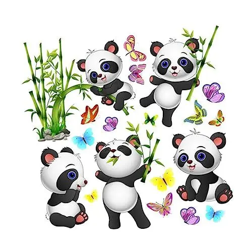Produktbild: ibasenice Panda-wandaufkleber – 1 Set Selbstklebende Cartoon-tieraufkleber Für Schlafzimmer Kinderzimmer Wohnzimmer-dekoration