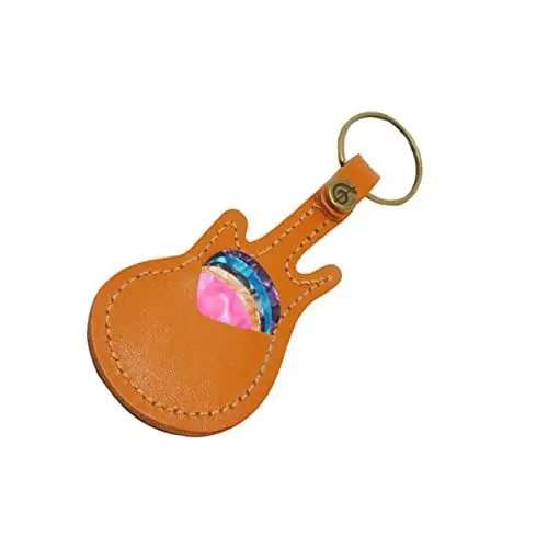 Produktbild: ibasenice Gitarrenplektrumhalter Aus Leder Schlüsselanhänger Plektrum-Aufbewahrungstasche Mit Kupfer Für Schlüssel Gitarrentasche Zubehör