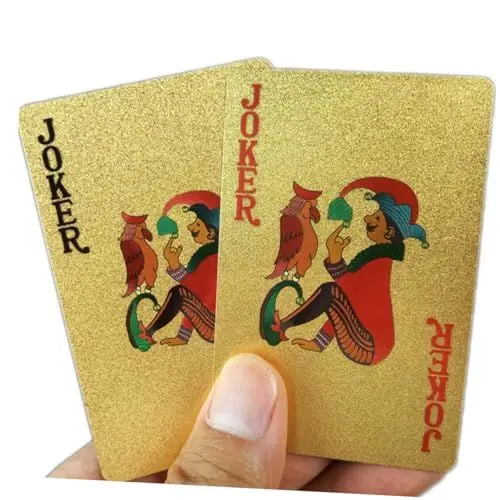 Produktbild: ibasenice 1 Satz Poker-Tischkarten Jumbo-Index Werkzeug professionelle Spielkarten Farbkarten Kartenspielen Tally Spielkarten glänzende Spielkarten Unterhaltung Gold Blatt Texas