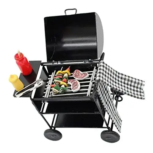Produktbild: ibasenice 1 Satz Puppenhaus Grillwagen Möbel Für Spielzeughäuser Mini-lebensmittelwagen-Spielzeug Grillwagen Spielzeug Mini-grillofen-Spielzeug Mini-möbel Spielzeugset Haushalt Metall Kind