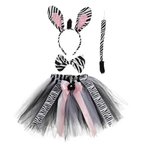 Produktbild: ibasenice Komplettes Zebra-kostümset Mit Tutu-Rock Stirnband Und Fliege Dschungeltierkostüme Für Jungen Und Mädchen Halloween-Party-Outfit