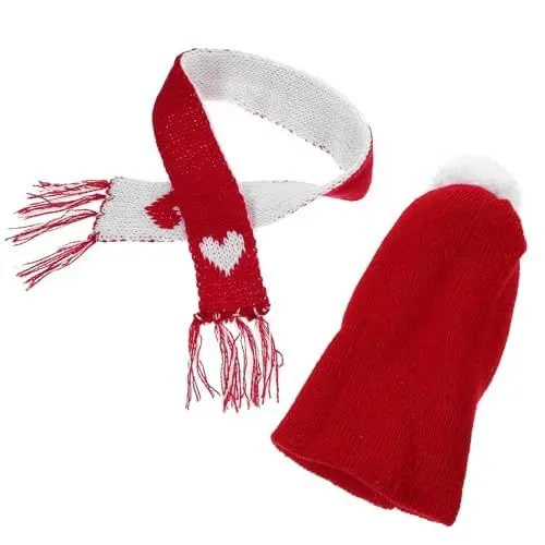 Produktbild: ibasenice 1 Satz Scarf Dekoration doll Accessories handwäsche liebstöckel Plüsch Kleidung seltsam Mini-Schal Hüte Hutschachtel Puppen Mini-Schneemannmützen Mini-Weihnachtsschal Garn