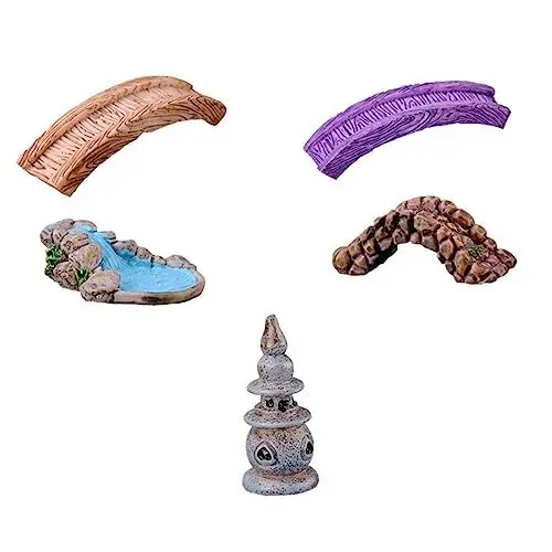 Produktbild: ibasenice 1 Satz Teiliges Gartenornamente Harz Mini Dekoration Für Mikrolandschaft Retro Gartenbrücke Und Teichzubehör Für Kreative 5 Stück