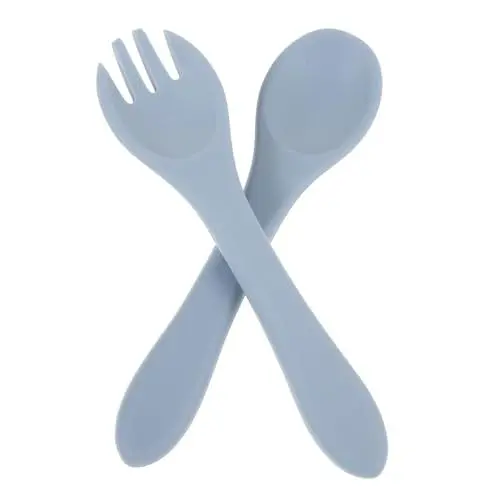 Produktbild: ibasenice 1 Set Babygeschirr Obstlöffel Fütterlöffel Obstlöffel Säuglingsfütterungslöffel Neugeborenen Trainingslöffel Silikonlöffel Für Kleinkind Löffel Himmelblau