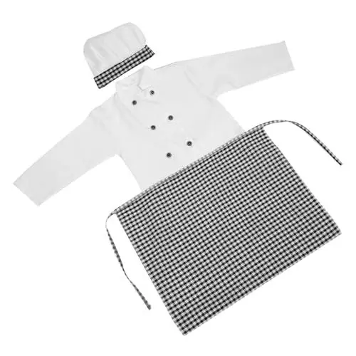 Produktbild: ibasenice Kinderschürze Und Koch-kochset Mit Karierten Ärmeln Rollenspiel-Outfit Weich Und Bequem Für Rollenspiele Mit Kindern Partyspaß in Der Küche