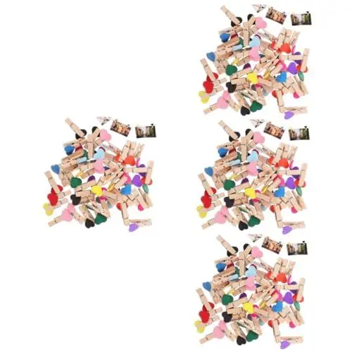 Produktbild: ibasenice 200 STK Holzclip Fotoklammern Aus Holz Kleine Fotoclips Mini-herzclips Fotos Zeigen Klemmen Memo-fotoclips Liebe Wäscheklammern Aus Holz Holzspan-Clip Hölzern Hängender Clip