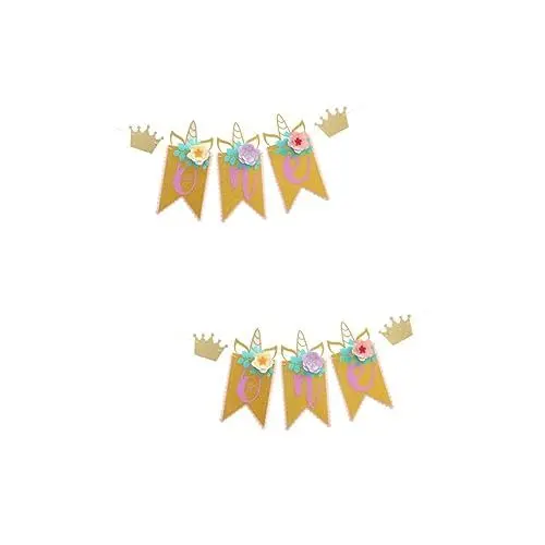 Produktbild: ibasenice 2 Stücke Girlande Dekoration Für Babys Ersten Geburtstag Hohe Stuhl Banner Blumen Party Bunting Für Mädchen