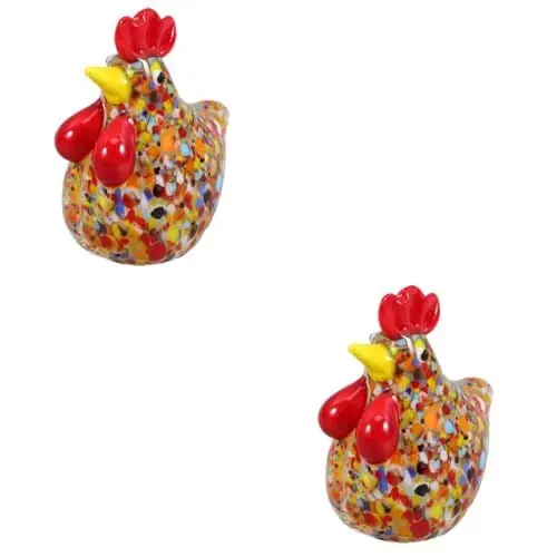 Produktbild: ibasenice 2St Hühnerglasornamente dekoration kinderparty Glasfigur für Bücherregal Stabile Glasfigur Desktop-Huhn-Statue Miniaturhühner Tier Desktop-Huhn- Hühnerfiguren aus Glas