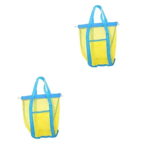 Produktbild: ibasenice 2St Strandtasche für Kinder Muscheltasche Aufbewahrungstasche für Strandspielzeug sandspielzeugtasche Spielzeug Aufbewahrungstasche Strandtasche aus Mesh Tasche mit Kordelzug Nylon