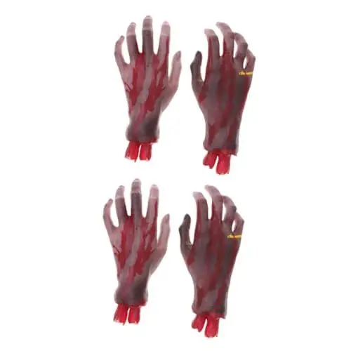 Produktbild: ibasenice 2 Paar gefälschte Hand Halloween-Requisiten Halloween abgetrennte Hand Halloween assecoires gefälschte blutige Körperteile blutige Verzierungen Vollblut
