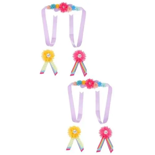 Produktbild: ibasenice 2 Sätze Mutterschaftsgürtel Gender-Enthüllungsparty Papa wird Corsage Babypartyschärpe für Mama Mutterschaft Bauchgurt Kleid Korsage Abzeichen schwangere Frau Chiffon Blumen