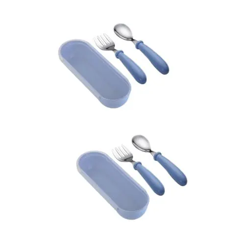 Produktbild: ibasenice 2 Sätze kinder geschirrset kinder besteckset Kinderbesteck-Set Säuglingsanzug Kind isst Trainingsgabel Säuglingslöffel neugeborener löffel Rostfreier Stahl Löffel Baby