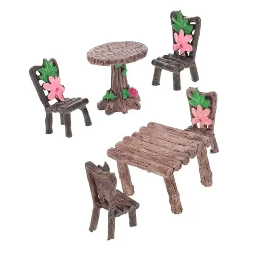 Produktbild: ibasenice 2 Sets Mini Tische Und Stühle Mini Möbel Tische Und Stühle Gartenmöbel Puppenhäuser Tische Und Stühle Für Den Außenbereich Zubehör Für Den Außenbereich Mini Ornamente