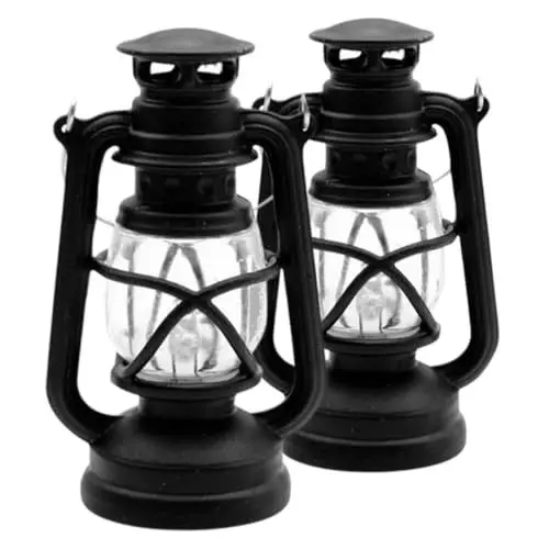 Produktbild: 2 StüCk Miniatur Retro ÖLlaterne Led Puppenhaus Lampen, DIY Dekoration, Nostalgische Beleuchtung FüR Puppenhaus Szenen, Schwarz, 6.5x4cm