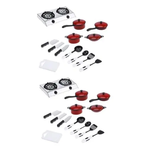 Produktbild: ibasenice 2 Stücke Rolle-Spielen Spielzeug Küche Kochgeschirr Utensilien 43x28x7cm Kinder Pädagogisches Spielzeug Fördern Logisches Denken Speicher