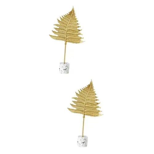 Produktbild: ibasenice 2st Goldene Blattverzierung Metallblatt-Statue Tischdekoration Statue Dekorative Tischskulptur Tischblatt Figur Desktop-weihnachtsschmuck Abstrakt Kunsthandwerk Marmor Haushalt