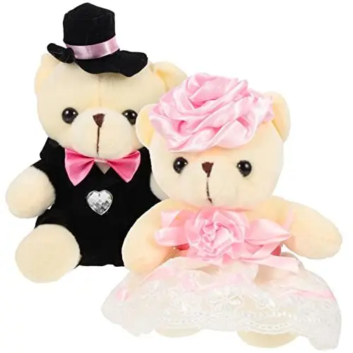 Produktbild: ibasenice 2st Hochzeitsbärenpuppe Spielzeugkleidung Niedlich Tragen Plüschtier Bärenkleidung Kanye Bär Plüsch Ausgestopft Jäten Puppe Dekoratives Bärenspielzeug Pp Baumwolle Rosa