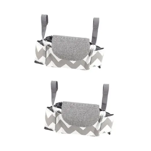 Produktbild: ibasenice 2st Kinderwagenzubehör Kinderwagen Windel Kinderwagen Zubehör Kinderwagen Hängetasche Kinderwagen Organizer Hängetasche Für Kinderwagen Kinderwagen-Organizer-Tasche Polyester Grey