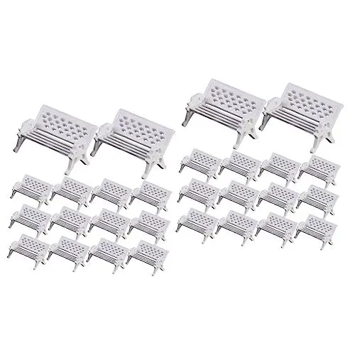 Produktbild: ibasenice 32 Stück Parkstuhl-Dekoration Mini-Parkbank- Mikro-Parkbank Mini- Parkbank Kleine Gartenbank-Dekoration Mini-Parkbank-Modell Miniatur-Parkbank-Modell Weiße