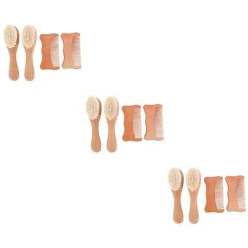 Produktbild: ibasenice 3 Sets 4 Stück Baby-haarpflege-set Holz-wollkämme Sanfte Kopfhautpflege Sicher Für Kleinkinder