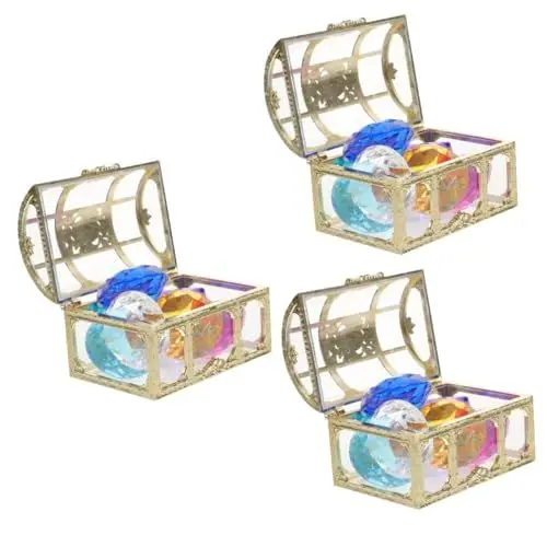 Produktbild: ibasenice 3 Sätze Diamant-schatztruhe Schwimmende Schatzkiste Piratenspielzeug Taucher Edelstein-tauchspielzeug Sommerdeko Tauch-edelsteinbecken Piraten-edelsteine ​​und Juwelen Klar Plastik