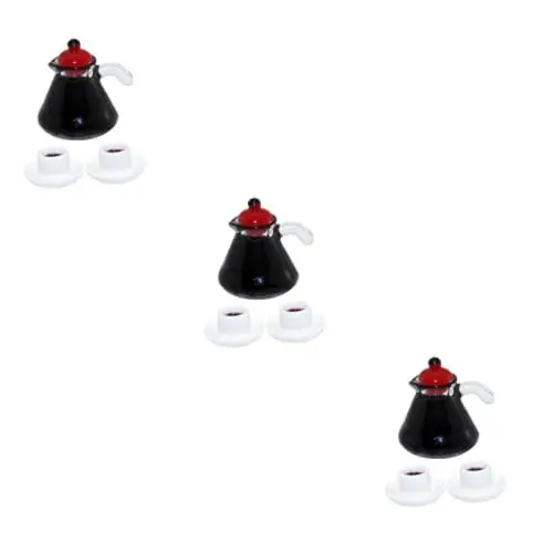 Produktbild: ibasenice 3 Sätze Mini-kaffeekanne Puppenstubenkaffeemaschine Modell Kaffeemaschine Mini-teebecher Puppenhaus Wasserkocher Teebecher Miniatur Mini-kaffeetasse Puppenhaus-kaffeetasse Harz