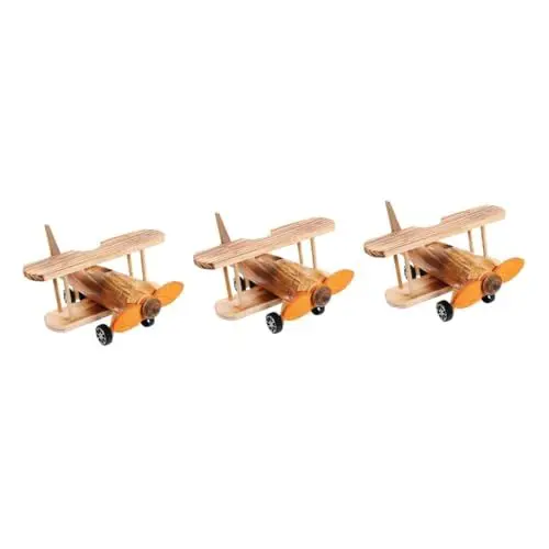 Produktbild: ibasenice 3st Hubschraubermodell Dekorationen Wohnkultur Kunsthandwerk Schmücken Kinderspielzeug Kinderhandwerk Flugzeug Desktop-Ebene Doppeldecker-Modell Ebene Ornament Reisen Hölzern Hobel
