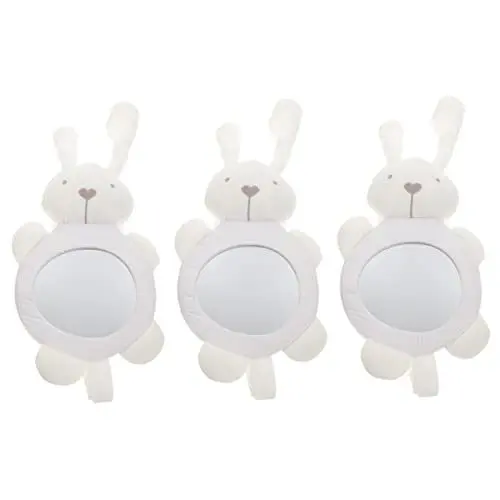 Produktbild: ibasenice 3st Zerrspiegel Babyautositze Spiegel Cartoon Babyspiegel Für Auto Mädchen Babysicherheits-autospiegel Hasenspielzeug Für Babys Weiß Ornamente Student Flanell Hohe Kapazität