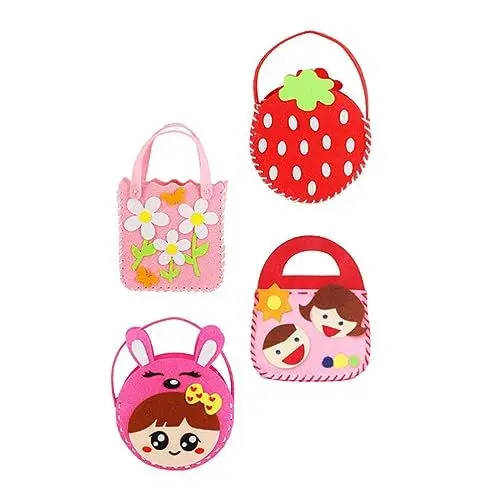 Produktbild: ibasenice 4 Sätze DIY-Tasche Nähset Für Taschen Filz-geldbörsen-kit Taschenset Selber Machen Lernspielzeug Zum Nähen Handtasche Bastelset Nähset Aus Filz Handbuch Vlies Necessaire Kleinkind