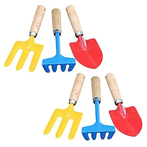 Produktbild: ibasenice 4 Sätze Gartenset Für Kinder Mini-spatel Mini-rechen Kinderspielzeug Kinder-Bauernhof-ausrüstung Kinder Gärtnern Kinder Spielsets Mini-gartengeräte Kinderrechen Rostfreier Stahl