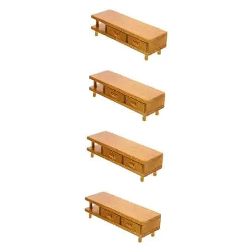 Produktbild: ibasenice 4 Stück Puppenhaus Fernsehschrank Puppenhausdekoration Miniaturornament Tv Schrank Modell Layout Der Puppenhausszene Miniaturvorräte Mini-tv-Schrank Möbel Requisiten Kind Holz