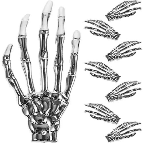 Produktbild: ibasenice 4 Stück Schädel-hand-anhänger Tablett Zur Präsentation Von Armbändern Gruselige Hängende Requisite Layout-requisiten Für Spukhäuser Halloween-requisiten Plastik Skelett Lieferungen