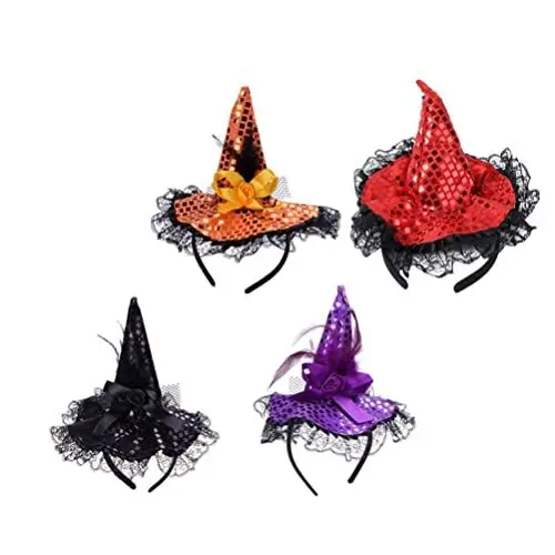 Produktbild: ibasenice 4 Stück Stirnband Halloween-kopfhörer Halloween-haarreifen Halloween-kostümhut Halloween-handwerk Halloween-stirnbänder Böses Hexenkostüm Abschlussball Stoff Damen Die