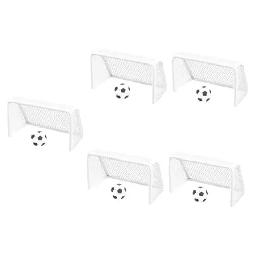 Produktbild: ibasenice 5 Sätze Mini-fußballtor Dekorationen Mini-sportbälle Statue Fußbälle Schmücken Winzige Kugeln Fußballverzierungen Mini-fußball Für Puppenhaus Paste Weiß Eisen Marmor
