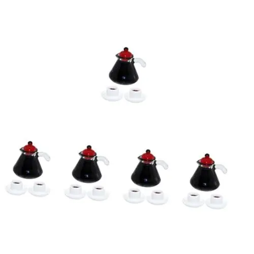 Produktbild: ibasenice 5 Sets Mini Kaffeekanne Puppenhaus Kaffeetasse Puppenhaus Wasserkocher Puppenhaus Miniatur Puppenhaus Kaffeemaschine Kaffeemaschine Modell Prinzessin