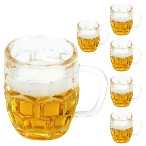 Produktbild: ibasenice 6stücke Mini Bierkrüge Deko Für Puppenhaus Teiliges Aus Hochwertigem Harz Realistische Miniatur-biergläser Für Kreative Landschaftsgestaltung Und Heimdekoration Für